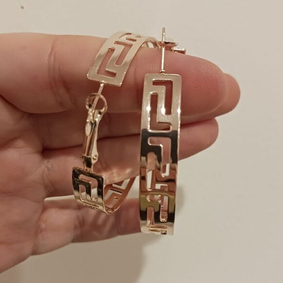 Rose Gold Hoop Earrings - Picture 2 of 4